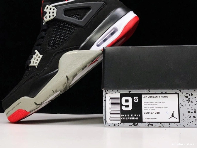 Cheap JORDAN CEMENT RETRO 4 BLACK 308497-060 0702